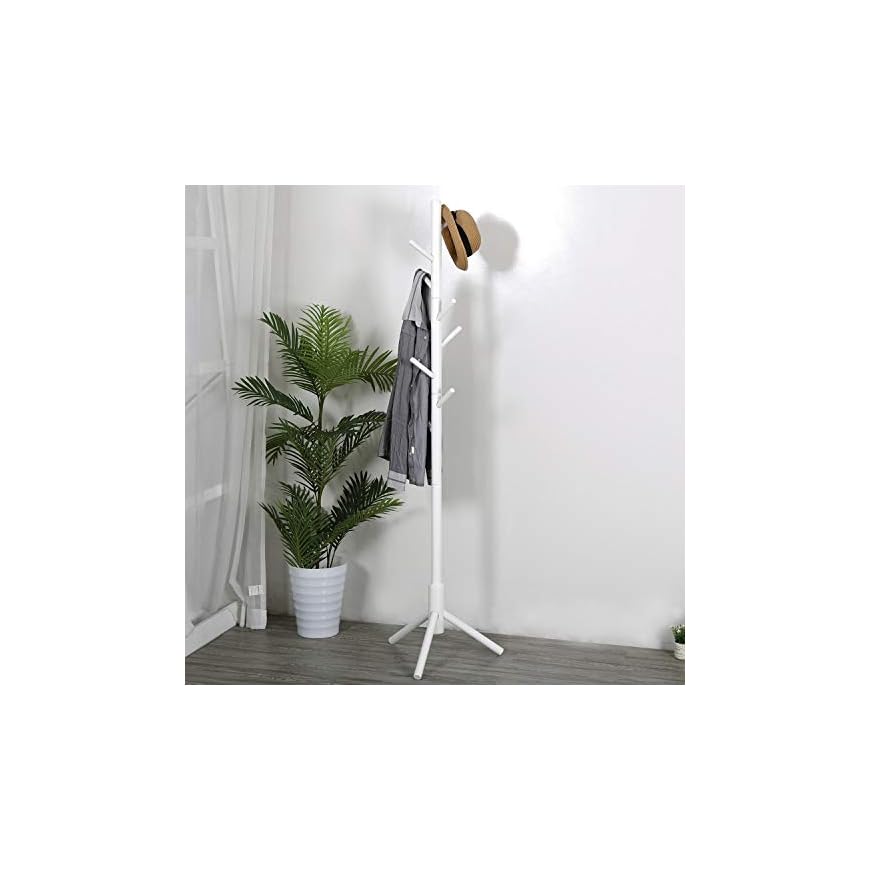 Vlush Sturdy Coat Rack Stand, Entryway Hall Tree Wooden Coat Rack