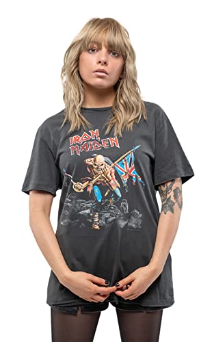 Image of Amplified Iron Maiden 80 Tour Unisex T-Shirt, Dark Grey, Dark Grey, XLarge, Charcoal, XL