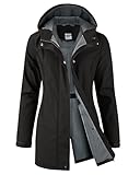 iCreek Women's Waterproof Windproof Insulated Softshell Jacket Thick Fleece Lining Ideal for Fall Winter (Black, M)