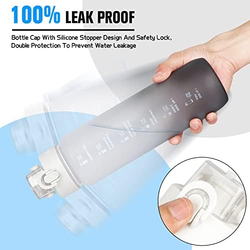 AOHAN Water Bottle 1l, Drinks Bottle Leak Proof, Water Bottle with Time Markings and Filter, Motivational Sports Water Bottle BPA Free for Running ,cycling, Gym, School & Office