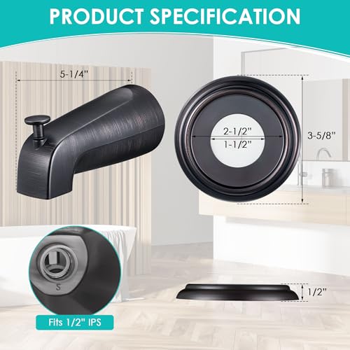 Thread On 5-1/4 Inches Bathroom Tub Spout with Diverter, Oil Rubbed Bronze by Enhon - Used condition - Image 2