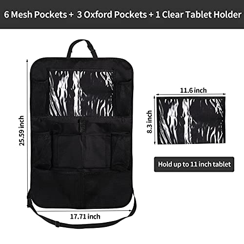 Ecurfu Backseat Car Organizer, Back Seat Protectors Kick Mats, Car Storage Bag With Ipad Tablet Holder + 9 Storage Pockets For Kids Toddlers, Travel Accessories (1Pc) #TOP2