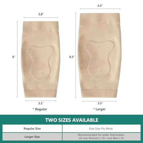 Image of Welnove Achilles Tendonitis Heel Protector Socks - 4 Pcs Achilles Tendon Support Compression Socks - Gel Padded Sleeve for Cushion & Protection of Bursitis, Tenderness, Dry Cracked (Beige,Larger)