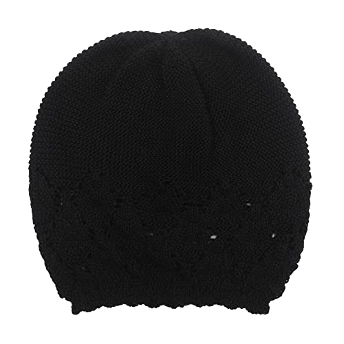 Zlyc Crochet Slouchy Beanie For Women Soft Lightweight Skull Cap Cutout Stretch Knit Hat (Solid Black) #TOP3