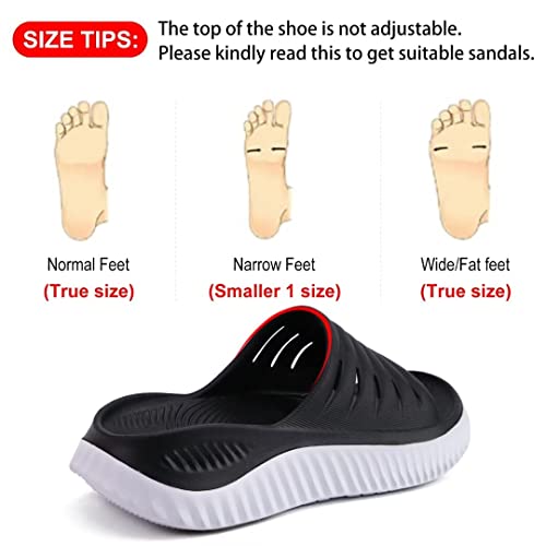 Gpos Womens Recovery Slides Lightweight Athletic Ladies Slip On Sandals With Comfortable Thick Cushion For Post Exercise & Run, Plantar Fasciitis Black White Size 8 #TOP4