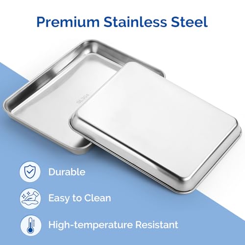 Image of JMU 2 Pack Stainless Steel Tray, SL304 Thickened Stainless Steel Surgical Tray for Medical Instruments, 10.2 inch x 7.9 inch x 1.2 inch