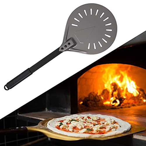 Fenteer Espátula de pizza profissional com alça longa perfurada para pá de pizza - 20 cm