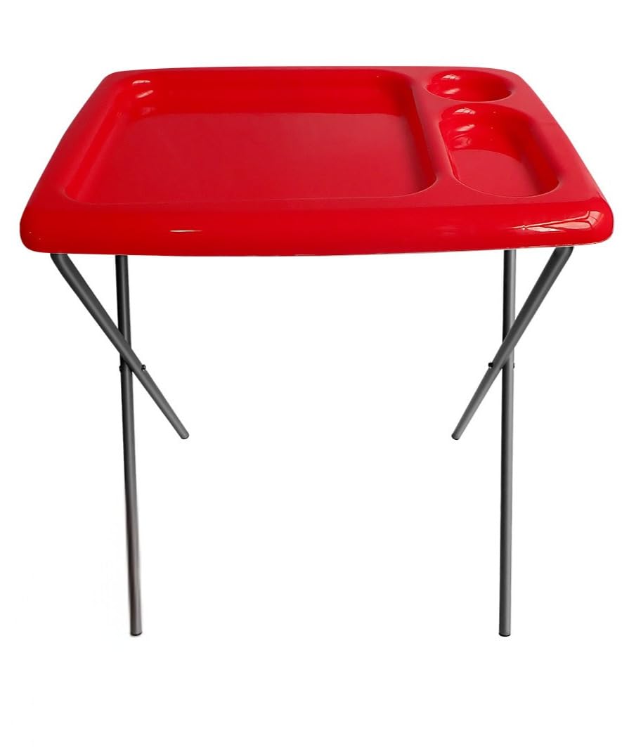 Folding TV Tray Table, Portable, Sturdy, Red (Single)