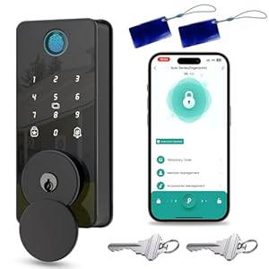 Keyless Entry Door Lock, Biquole Smart Lock with Keypad, Auto & One Touch Lock, Smart Locks for Front Door Easy Installation, App Control,Anti-Peeking Password, Fingerprint