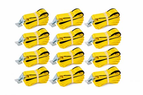Xpose Safety 8 Pack 2" x 102" Pallet Rack Safety Straps for 8.5 ft Pallet Bays, 2,400 lb Breaking Strength, Heavy-Duty Warehouse Rack Safety Straps with Steel Hooks, Yellow