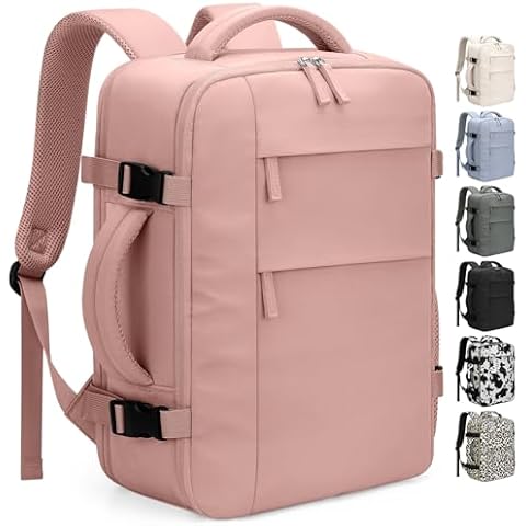 Pritent Travel Backpack for Women Man, Waterproof Personal Item Travel Bag Airline Approved Laptop Backpack Bookbag Weekender bags for Business,Travel, Work Fits 15.6 inch Laptop(Medium,Pink) Cover
