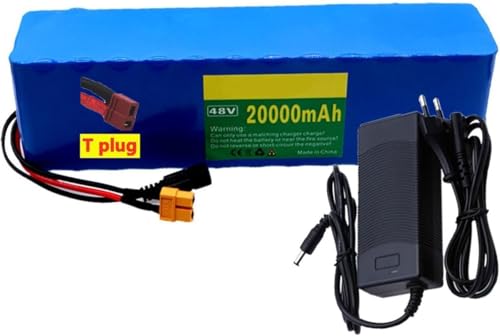 Batería de Bicicleta Eléctrica de 48V 20AH de Litio 13S3P con BMS para Patinete Eléctrico de 50-750W con Cargador 48V 20Ah,T