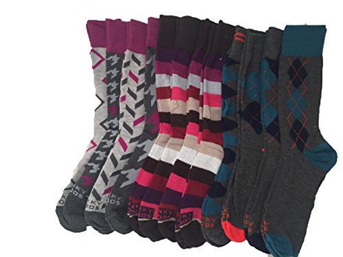 Funky Socks Mens, Set of 12, Sock size 10-13,