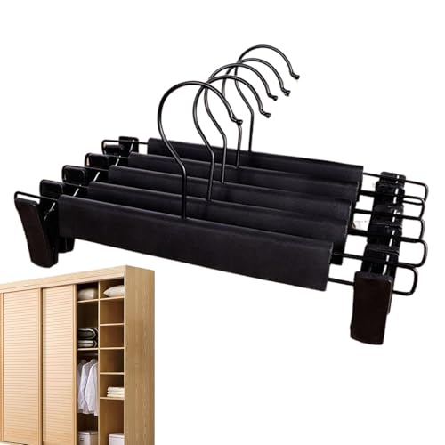 Cintres de jupe avec clips, pinces de cintre pour vêtements, 5 cintres pour pantalons et jupes peu encombrants, Clip de support pour pantalons givré, solide et sans suivi, avec un crochet rotatif à 36