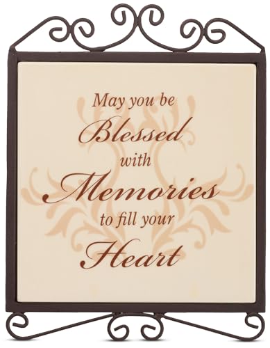 Pavilion Gift Company - Simply Stated by Pavilion 5 by 6-1/2-Inch Plaque with Metal Scroll, Blessed with Memories Sentiment