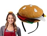 Nicky Bigs Novelties Mini Hamburger Headband Cheeseburger Costume Hat for Adults Funny Food-Themed Headband for Halloween Cosplay, Party, and Vendor Outfits One Size Fits Most