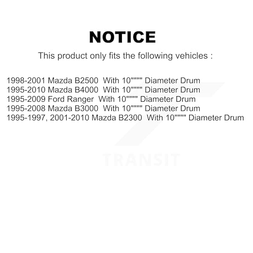 Top Quality Rear Drum Brake Shoe NB-705B Replacement For Ford Ranger Mazda B4000 B3000 B2300 B2500 With 10" Diameter by TOP QUALITY - Image 2