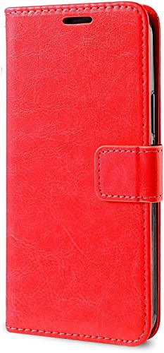 Étui iPhone 13 Pro Max en cuir rouge à rabat avec porte-cartes et fermeture magnétique