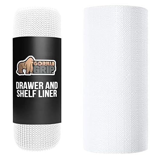 Gorilla Grip Smooth Drawer Liner and Drawer Liner, Smooth Liner Size 17.5x10 in White, Non Adhesives for Drawers, Shelf Liner Size 17.5x20 in White, Non Adhesive Liners, 2 Item Bundle