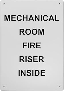 Mechanical Room Fire Riser Inside Sign, 8.5 x 11 in" OSHA Compliant Fire Operation Sign, Weatherproof Plastic, UV resistant & Easy-to-Read Signage