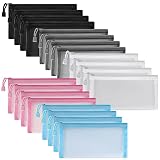 Sinzip 20 Pack Multicolored Zipper Mesh Pouch, Zipper Pencil Pouches Pen Bags, Multipurpose Travel B