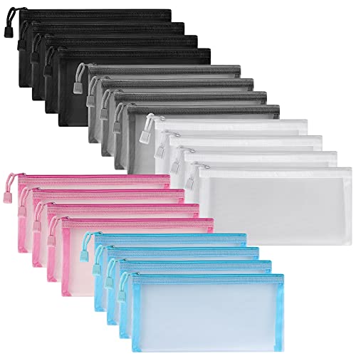 Sinzip 20 Pack Multicolored Zipper Mesh Pouch, Zipper Pencil Pouches Pen Bags, Multipurpose Travel Bags For Cosmetic School Office Supplies And Travel Accessories, 5 Colors (Assorted E) #TOP1