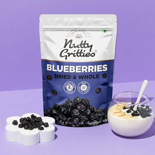 Image of Nutty Gritties Dried Blueberries 150g | Naturally Sweet & Tangy | Antioxidant-Rich Blueberry Snack | Healthy Snack for Kids & Adults | Resealable Pouch