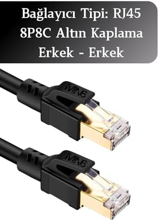MN6 M110XF Cat8 Kablo/5 METRE/40GBPS-2000MHZ-26 Awg-S/ftp-Cat8 Ethernet Kablosu (SIYAH, 5 METRE) - Görsel 4