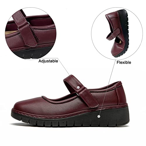 Image of VJH confort Women s Mary Jane Flats, Breathable Comfort Round Toe Low Heel Slip-on Light Weight Walking Shoes