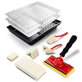 Mister Rui Paint Edger Tool Kit, 9 PCS Paint Edger with Trim, Corner Wall and Ceiling Pad Painter, 360° Rotation Handle Paint Edger Trimmer with Refill Pads, 7 Inch Paint Pad Set