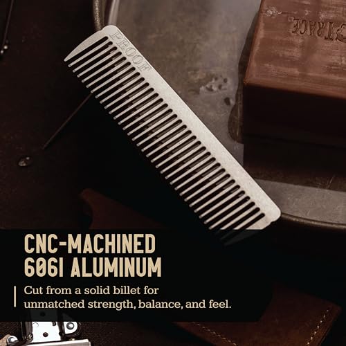 Peine metálico para hombre, aluminio CNC con funda miniatura 3