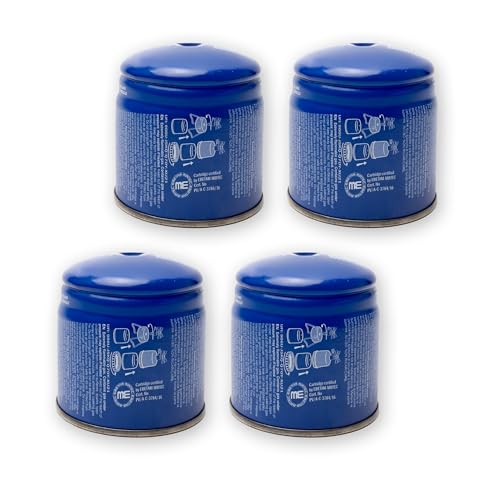 BESCH Pack 4 Bombonas de Gas 190g con Sistema de Bloqueo para Hornillo de Camping, Mini Quemador