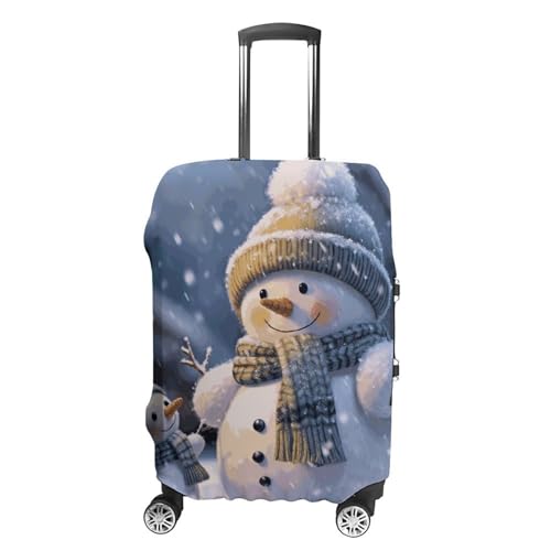 Winter Snowman Travel Luggage Cover Elastic Washable Suitcase Cover Dustproof Anti-Scratch Suitcase Protector Fits 19-32 Inch Luggage, L