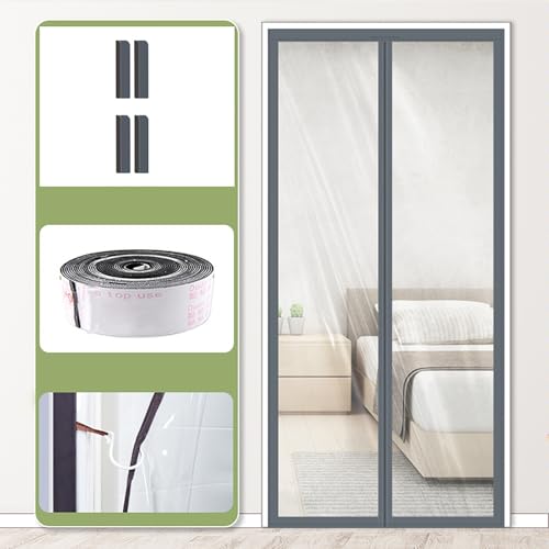XRRJFYH Cortinas Magnéticas para Puertas Cortinas para Puertas de Entrada Cortinas Termicas Aislantes Frio y Calor Cortina Puerta Interior(Gris,80x190cm/31x75in)
