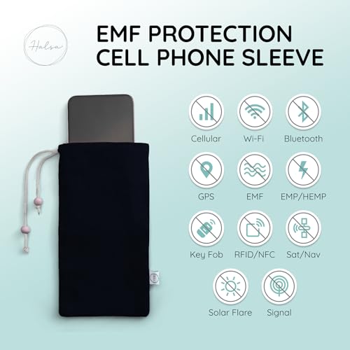 Image of Halsa EMF Cell Phone Sleeve, High-Shield EMF Blocking Pouch, Signal Blocking Anti-EMP Radiation Bag for Digital Privacy Protection, Fits Most Phones, (4x8 Inch) Grey