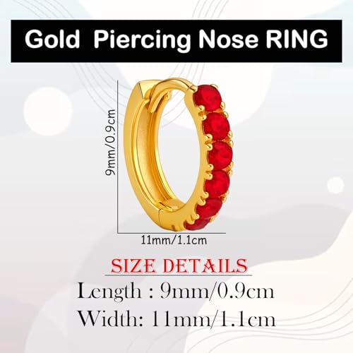 Image of VAMA FASHIONS Silver Gold Rosegold Crystal Stone Piercing Ring Nose Pin Pierced Hole Type Nosepin for Women & Girls