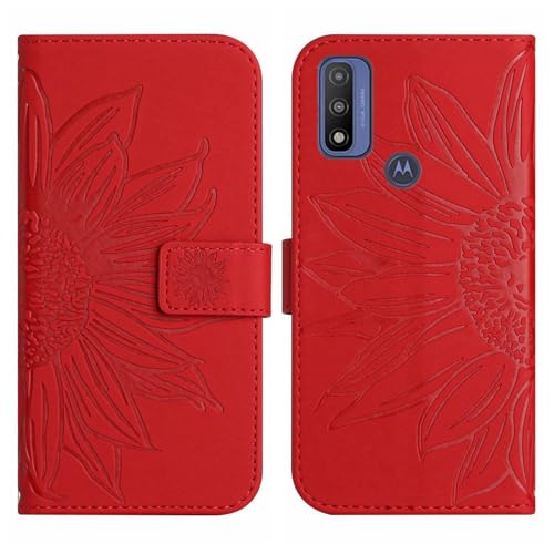 Rfvzubemok Compatible with Motorola G Pure 4G (2021) Cover,Compatible with Motorola G Pure 4G (2021) Flip Kickstand Card Slots Magnetic Closure Phone Case Red
