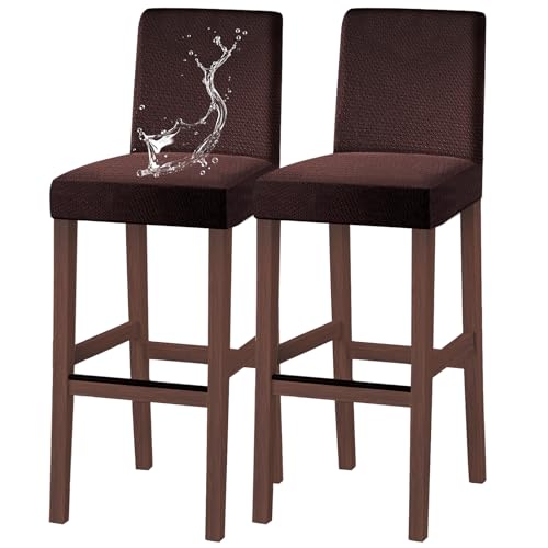 Image of Bar Stool Covers Counter Chair Slipcovers Set of 2,Coffee