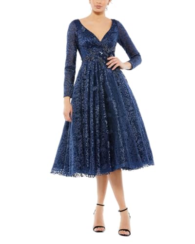 Tea Length Dress with Long Sleeves by Mac Duggal