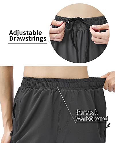 Mello Women's Jogger Pants With Zipper Pockets - Drawstring Track Pant Quick Dry Lightweight - Athletic Tapered Casual Pants For Hiking Gray Size S #TOP3