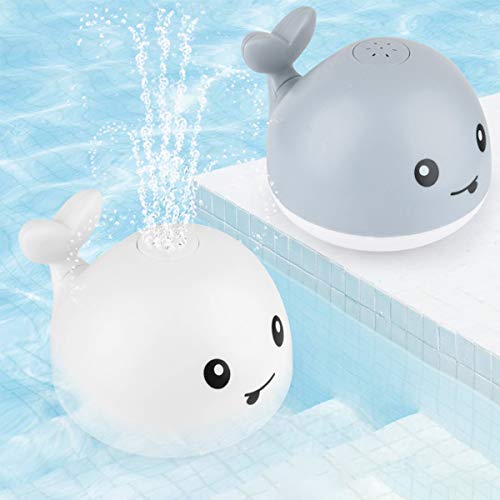 Baby Bath Toys, Light Up Baby Pool Toy With Led Light Whale Spray Water Toy For Toddlers Kids, Induction Sprinkler Bathtub Toys Bathroom Shower Swimming Pool Outdoor Water Toy(Gray) #TOP7