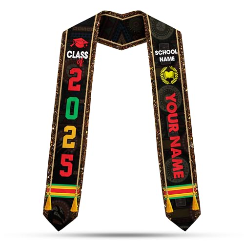 Custom African American Graduation Stole,Personalized Kente Graduation Sash,Class of 2025 African Graduation Stole S277