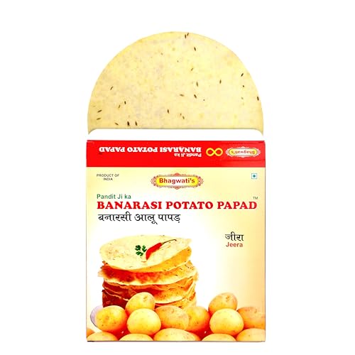 Image of Banarasi Potato Papad Jeera /Cumin Seeds 250gms | Handmade | Ready to Cook | 100% Vegetarian Indian Namkeen Snack | Crunchy Jeera Potato Papad |