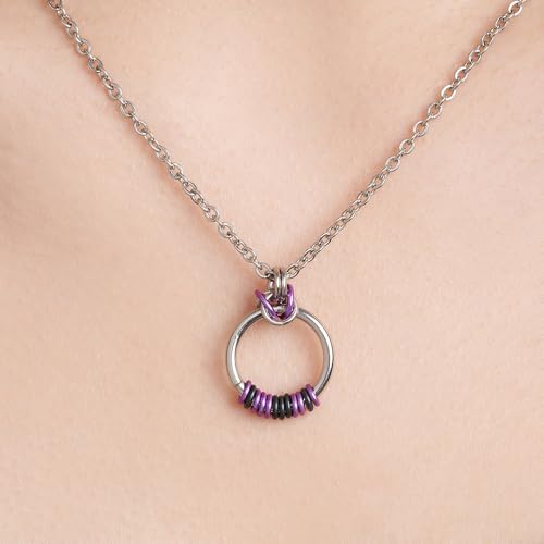 callie Personalized Morse Code Necklace - Custom Message Text on Anodized Circle Collars, Stainless Steel Morris Code Necklace, Birthday Anniversary Jewelry Gifts for Women4