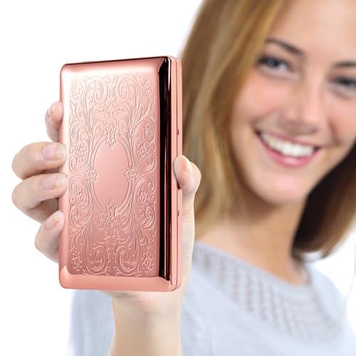 Beautiful Stylish Metal Ladies and Men\'s Cigarette Case,Holds 20pcs 120\'s Capri Cigarettes (Patterned Pink, 20pcs 120\'s)