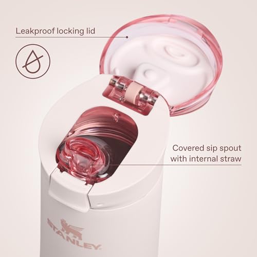 STANLEY Flowstate Spring Bottle | Leakproof Water Bottle with Carry Strap & Flip-Top Locking Lid | Insulated Stainless Steel | Fits Most Cup Holders | BPA-Free | 20 oz | Rose Quartz #4