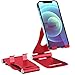 Desktop Cell Phone Holder Foldable, Adjustable Cell Phone Stands Tablet Holder Universal Aluminium Stands for Nintendo Switch iPhone iPad Pro Stand iPad Mini Stands and Holders for Desk - Red