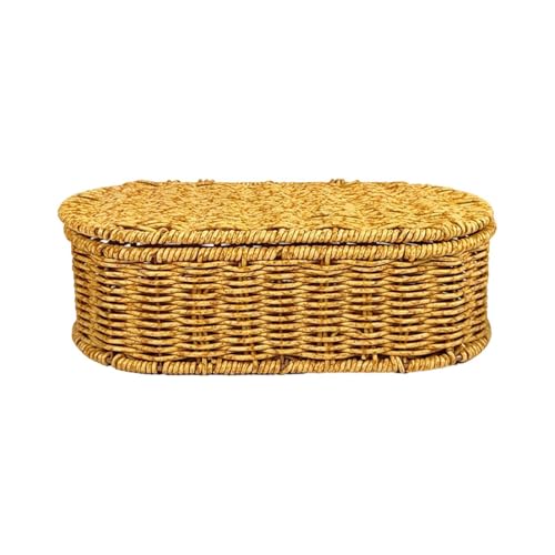 Petits paniers pour étagères avec couvercle imitation rotin boîte rangement