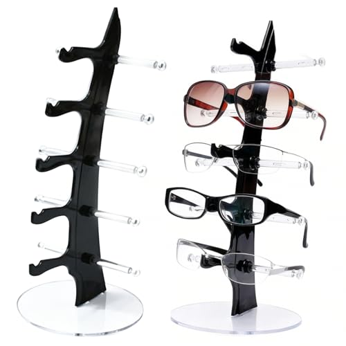 RFYTDCF 2 Stück Brillenhalter 35 x16cm Brillenablage für 5 Brillen Sonnenbrillen Ausstellungsstand Brillenständer für Mehrere Brillen Storage Rack zur Aufbewahrung und Präsen