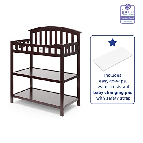 Graco Changing Table With Water-Resistant Change Pad And Safety Strap, Espresso, Multi Storage Nursery Changing Table For Infants Or Babies #TOP3